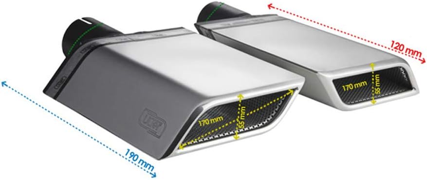 Ulter Sport Endrohr (Rechts) - Trapez 170x55mm - Länge 120mm - Montage ->50mm - Edelstahl