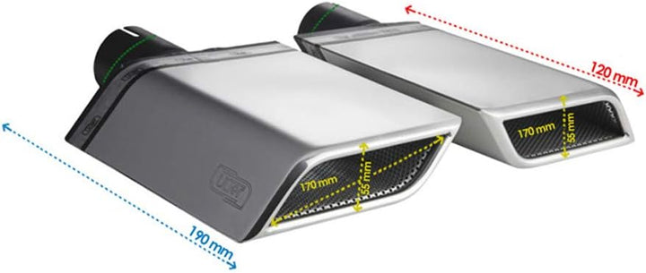 Ulter Sport Endrohr (Rechts) - Trapez 170x55mm - Länge 120mm - Montage ->50mm - Edelstahl