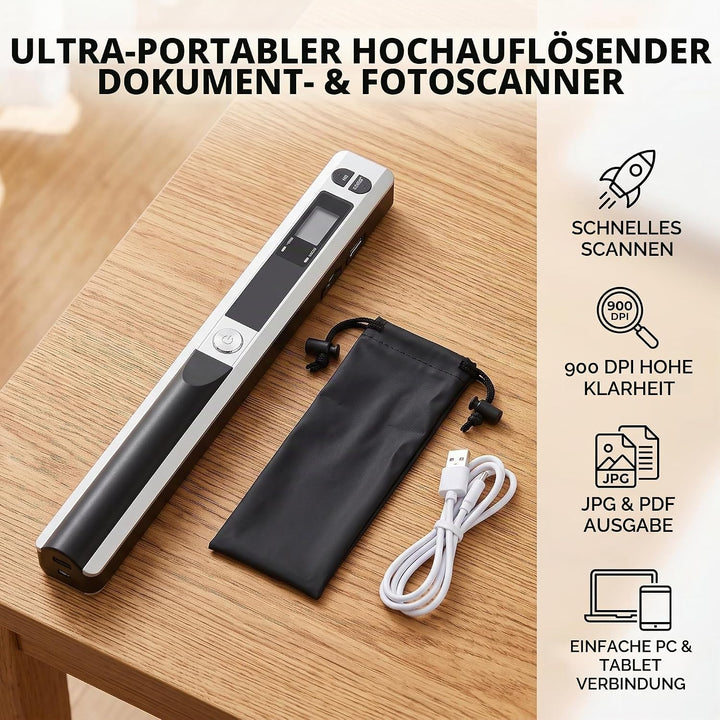 Fafeicy 300DPI 600DPI 900DPI A4/213 mm Tragbarer Scanner, USB2.0-Handheld-Business-Scangerät, Micro-