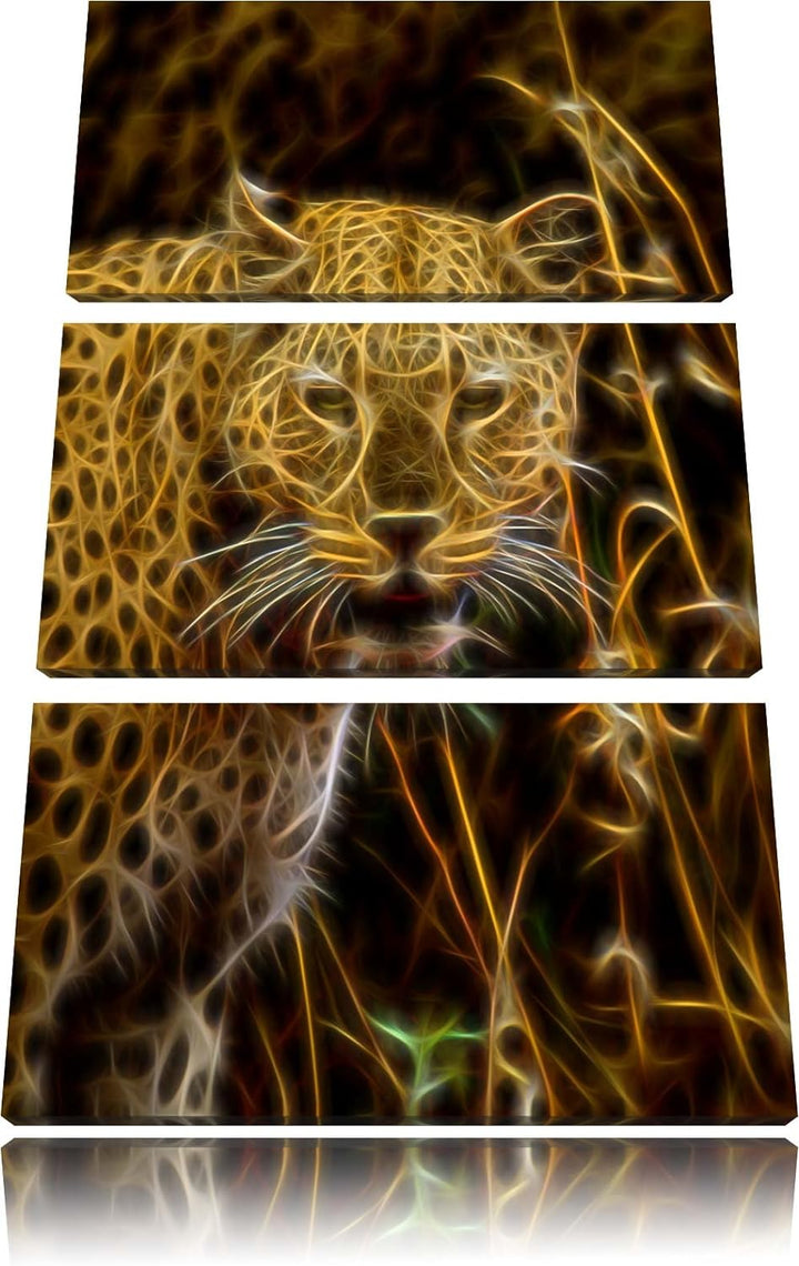 Leopard beobachtet Umgebung NewArt 3-Teiler Leinwandbild 120x80 Bild auf Leinwand, XXL riesige Bilde