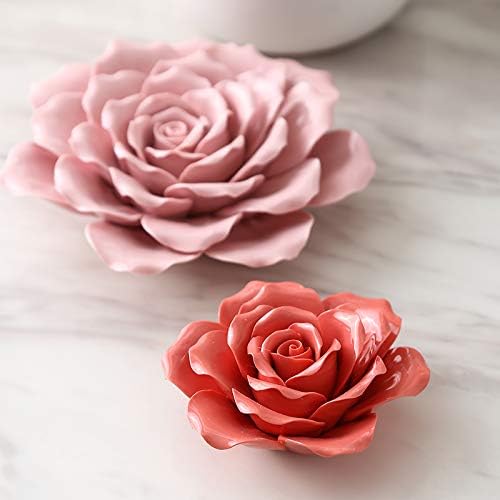 ALYCASO Rose Keramik Blume Wanddekoration Künstliche 3D Blume Wandkunst für Wohnzimmer Zuhause Flur