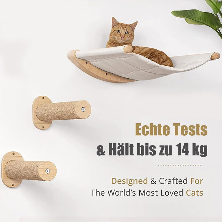Kletterwand Katzen,53cmx47cm Katzenhängematte & 2 Kratzbaum, Kängematten Katzen Wand Bis Zu 10 Kg,Ka