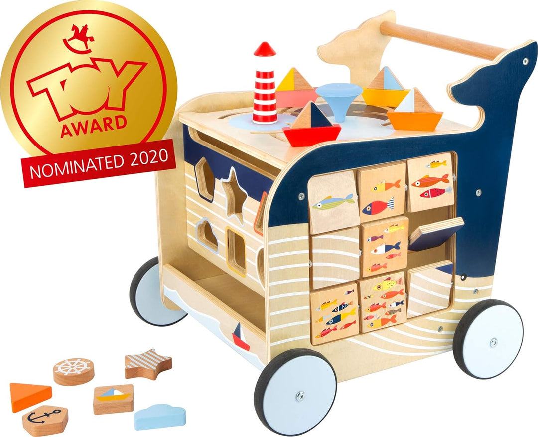 small foot Lauflernwagen Wal aus Holz für erste Gehversuche, multifunktional, für Kinder ab 1 Jahr,