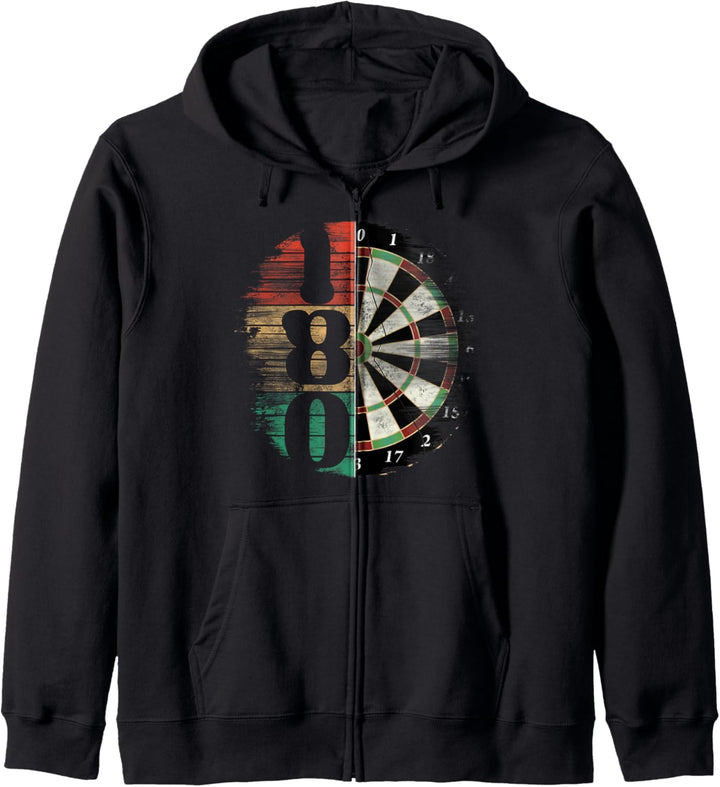 Retro Dartscheibe Dartboard 180 für Dartspieler Dart Herren Kapuzenjacke