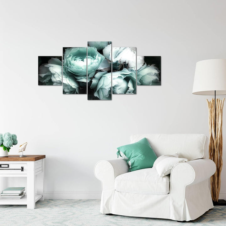 Runa Art Wandbilder Blumen Rosen 5 Teilig Bild auf Vlies Leinwand Deko Wohnzimmer Vintage Schwarz Bu