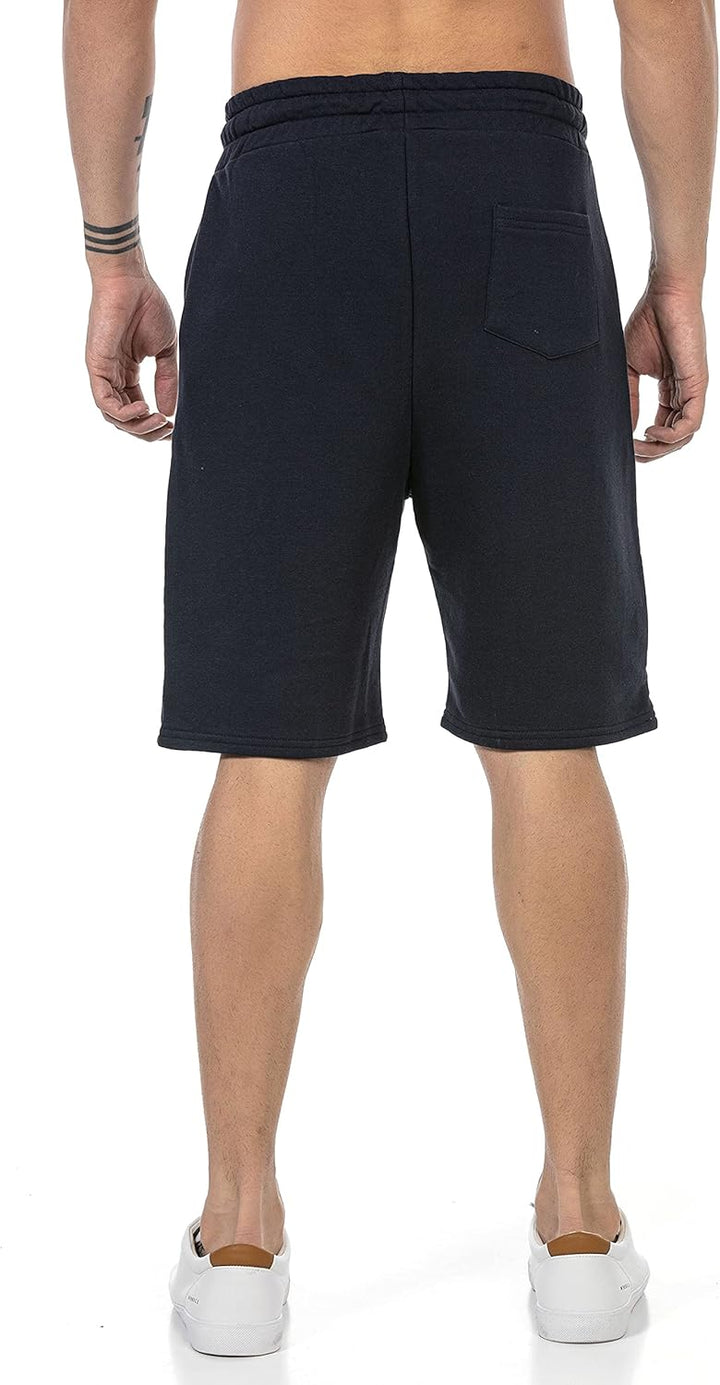 T-Shirt für Herren Kurzarm Baumwolle Rundhals Bestickt L Shorts: Blau, L Shorts: Blau