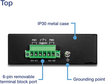 TRENDnet TI-E80 Industrieller nicht verwalteter 8-Port-Fast-Ethernet-DIN-Rail-Switch, 8-fache Fast-E