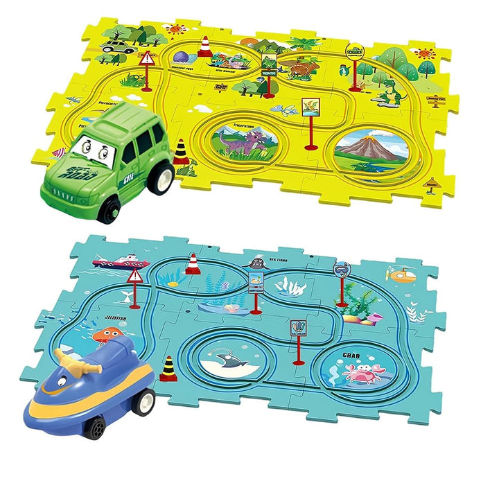 Auto Spielzeug Autorennbahn Spielzeugauto DIY-Puzzlebahn für Kinderspielzeug DIY-Route Cars Spielzeu