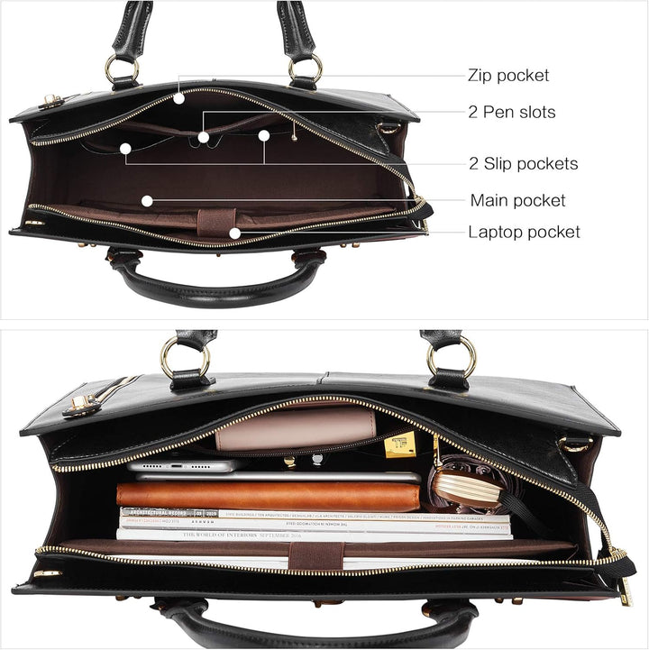 BOSTANTEN Damen Leder Aktentaschen 15.6 Zoll Laptop Handtasche Businesstasche Schultertasche Henkelt
