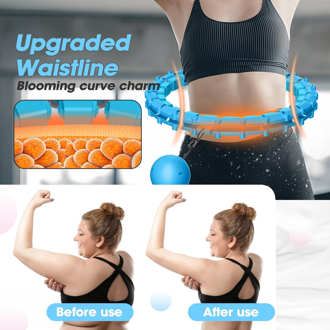 Smart Hoop Reifen Erwachsene mit Gewicht Kugel，32 Knoten Umfang (57-165cm) Abgebauter Fitnessreifenl