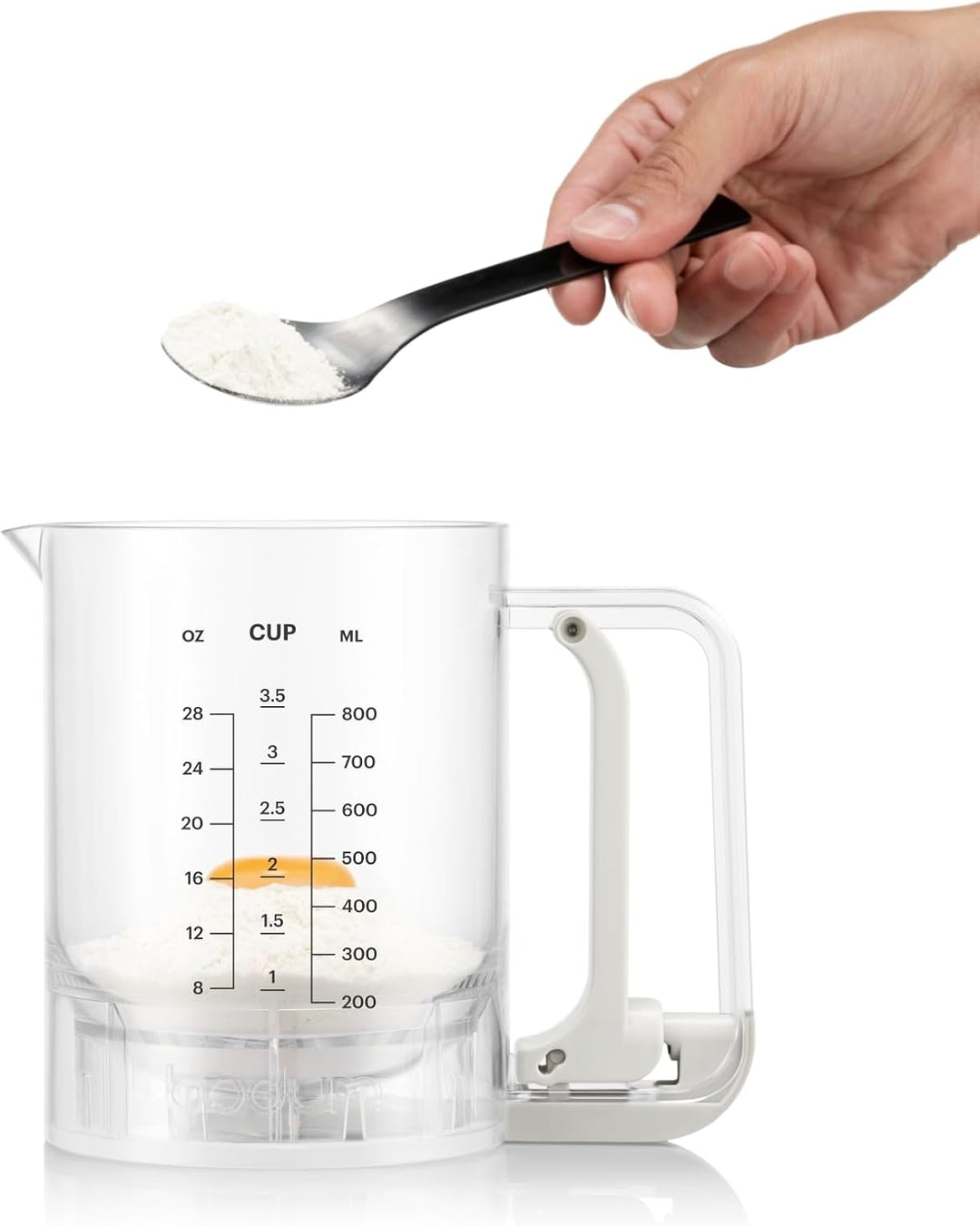 Bodum Pancake Teigmixer & Spender BISTRO Weiss – Integrierte Messfunktion – Einfaches Ausgiessen, Ro