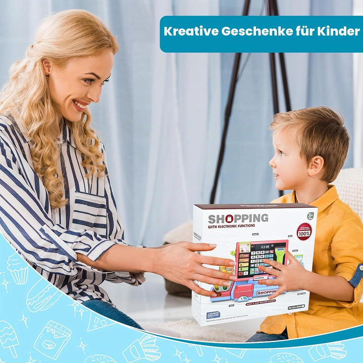 Joellfuner Elektronische Spielzeug Kasse mit Rechnerfunktion, Registrierkasse Supermarktkasse Spielz