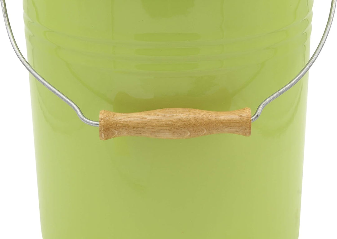 Mülleimer Juist mit Deckel emailliert, grün, 10 Liter 10 Liter Grün, 10 Liter Grün
