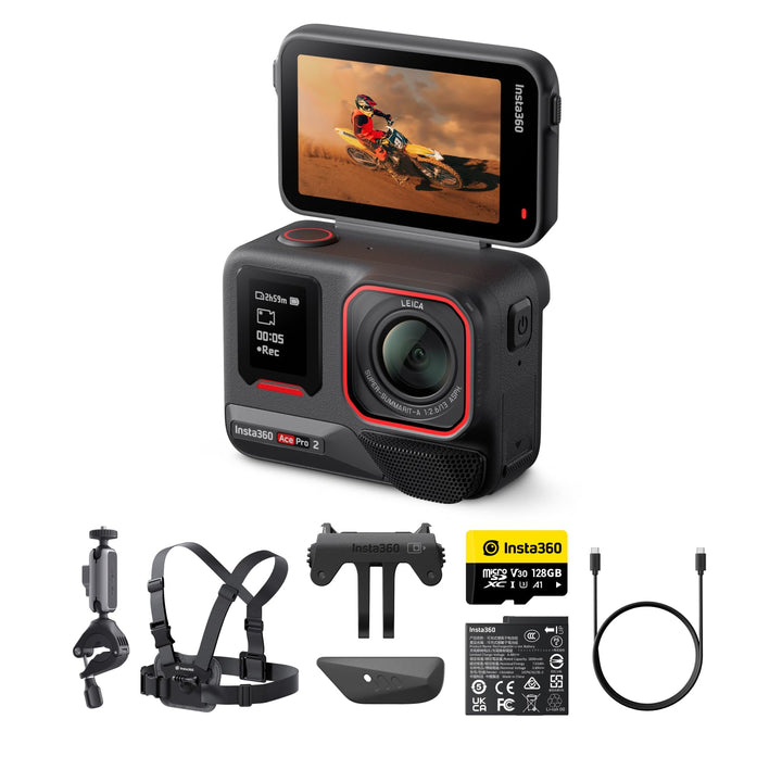 Insta360 Ace Pro 2 Bike-Bundle - 8K wasserdichte Actionkamera mit Leica entwickelt, 1/1,3" Sensor, D