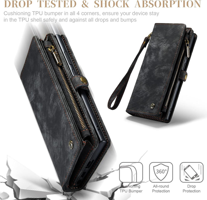 UFinetech Samsung S23 Ultra Hülle, Stossfest Kartenfach Magnetisch Abnehmbare Tasche Samsung Galaxy