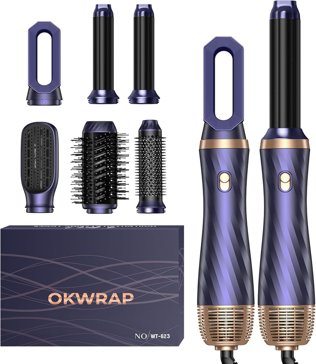 2025 Neues Hair Styler,OKWRAP Hair Styler Set, Airstyler 6 In 1 Mit Rundbürstenföhn Haarstyler Warml