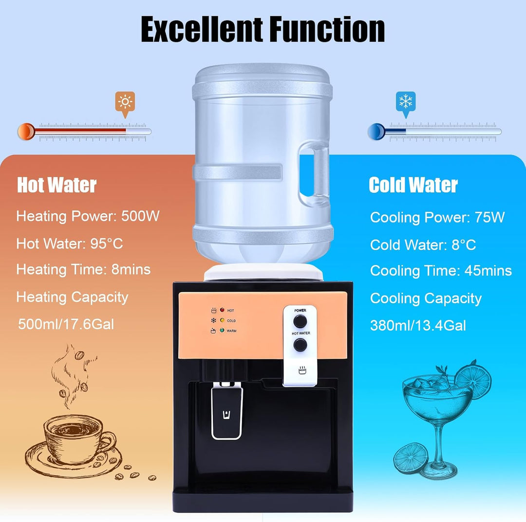 Heiss Kalt Wasserspender 550W Tischwasserspender Mit Kühlung Heizung Kühlt Auf 8°C,Heizt Auf 95°C,50