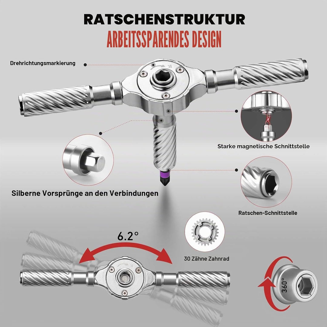 Ratschen Schraubendreher Set, 66 in 1 Magnetisch Schraubendreher Set, S2-Stahlbits, DIY-Kombinations