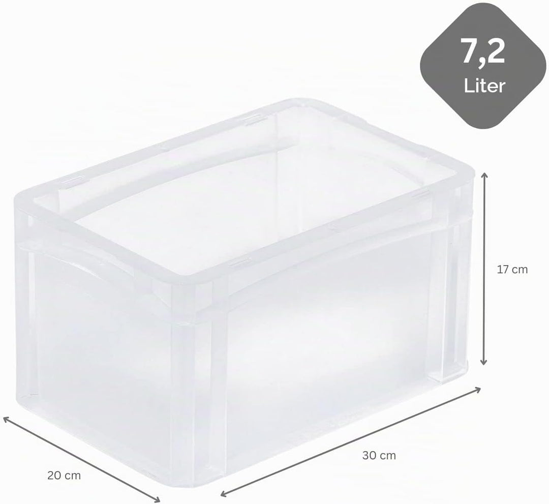 PROREGAL SuperSparSet 5x Transparenter Eurobehälter BasicLine mit geschlossenem Griff | HxBxT 17x20x