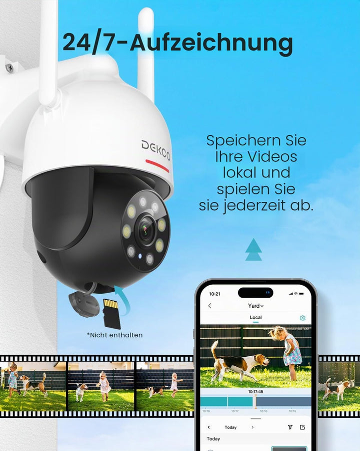DEKCO 2K Überwachungskamera Aussen WLAN 2 Packungen, 350°/90° Schwenkbar WLAN Kamera Outdoor, 3MP Wi