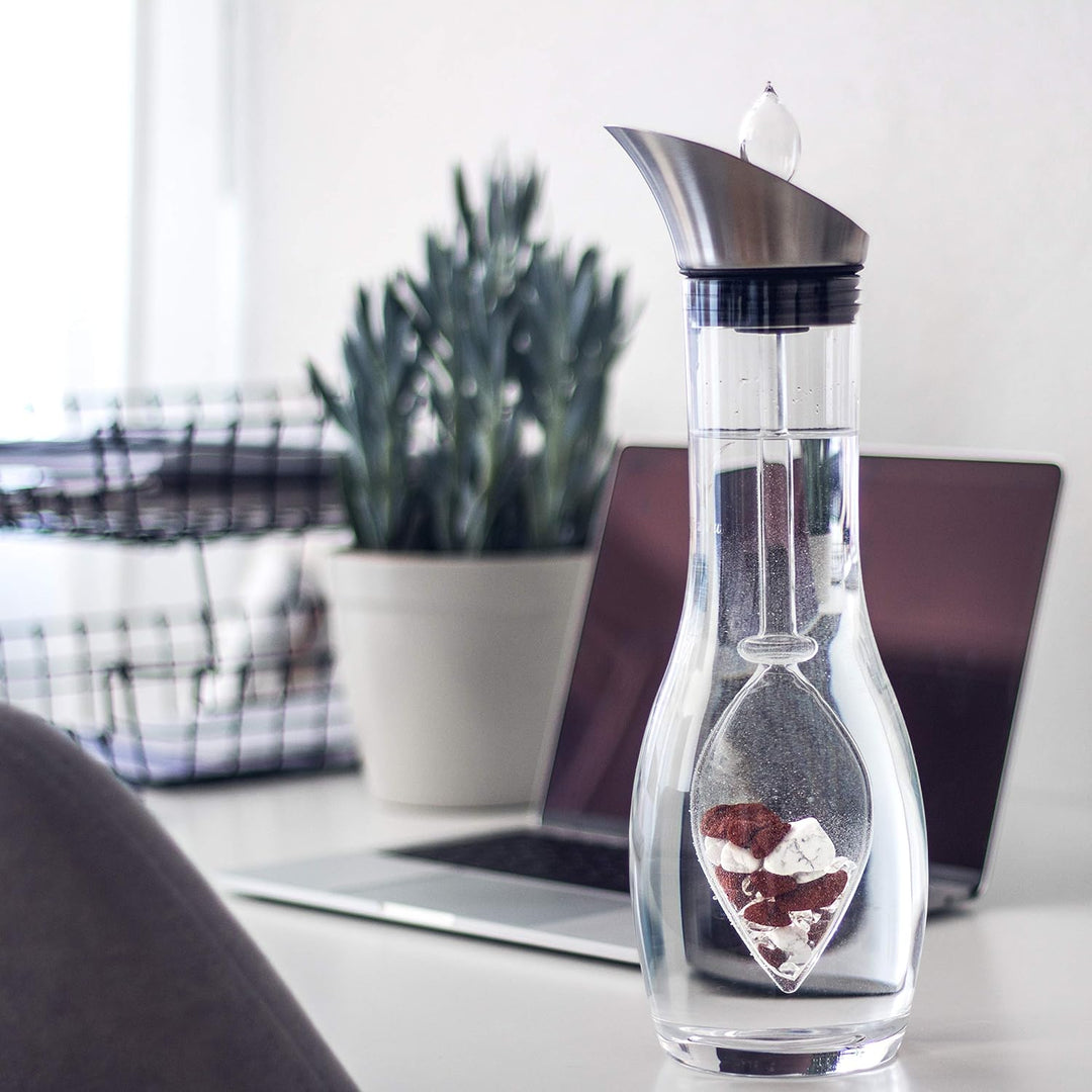 VitaJuwel FITNESS Edelsteinwasserset für Zuhause (Karaffe Era & Phiole) mit Roter Jaspis, Magnesit &