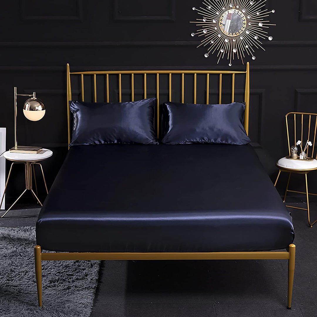 Jemiipee Spannbettuch Einfarbig Satin Seide Glänzend Betttuch Leintuch 180x200 cm für Matratzen bis