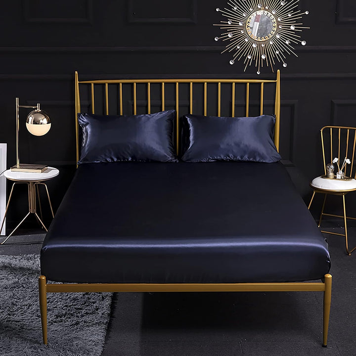 Jemiipee Spannbettuch Einfarbig Satin Seide Glänzend Betttuch Leintuch 180x200 cm für Matratzen bis