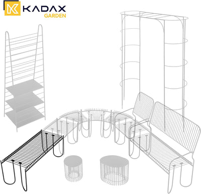 KADAX Moderne Gartenbank, Sitzbank aus pulverbeschichteten Stahl, Bank im Modulsystem, Witterungsbes