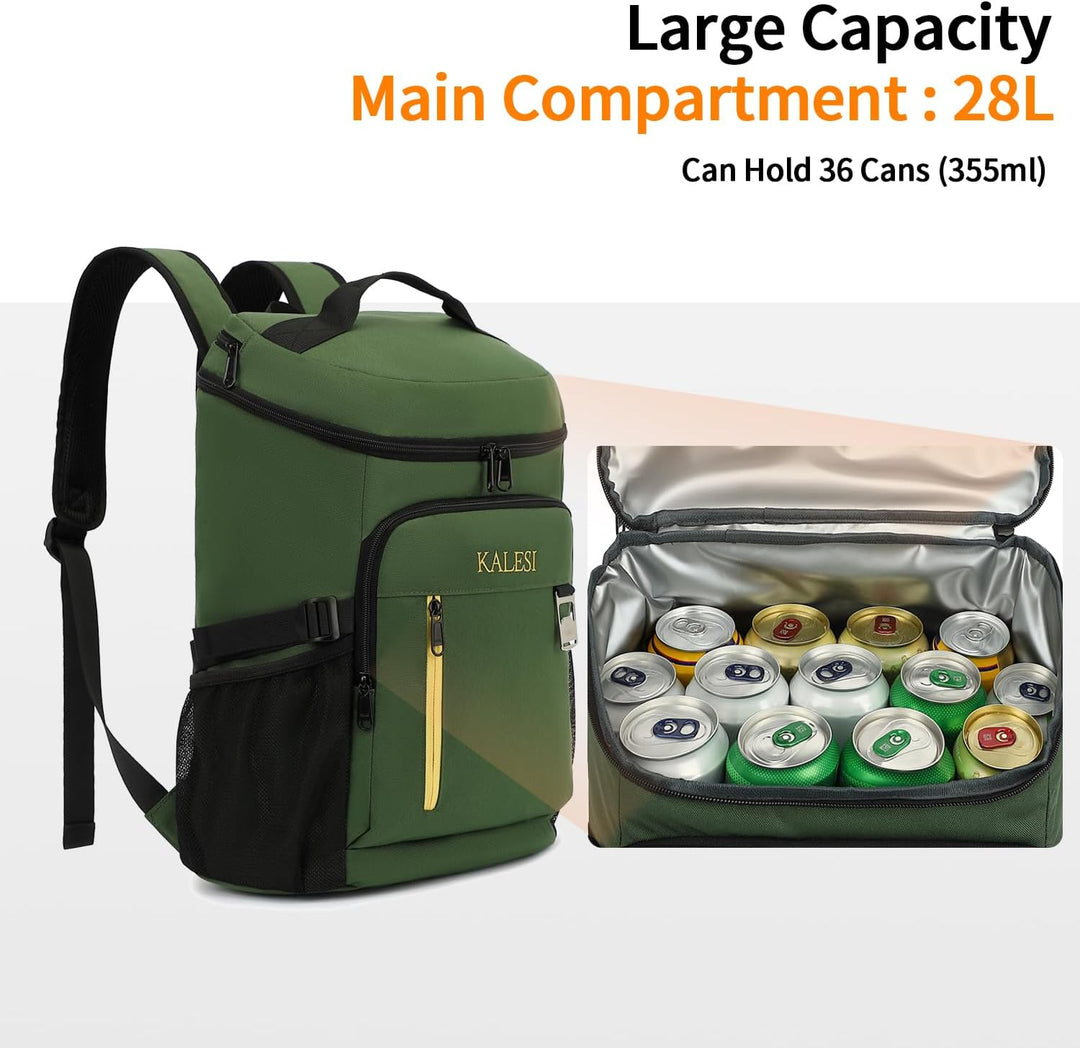 Kalesi Kühlrucksack 36 Dosen Leichter Isolierter Rucksack Kühler Auslaufsicher Reise Camping Mittage