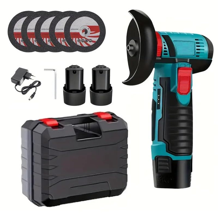 Mini Akku Winkelschleifer 12V, 76mm Bürstenloser Trennschleifer mit 2x 1500mAh Akku & 5 Scheiben, 19