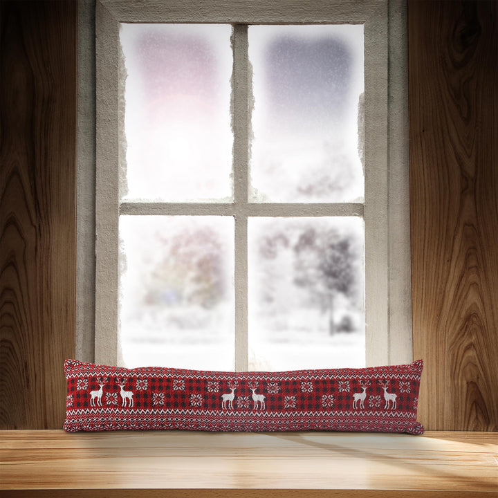 La Maison Zugluftstopper, weihnachtlicher Schneemann, nordischer Hirsch, rot, gewebter Windstopper,