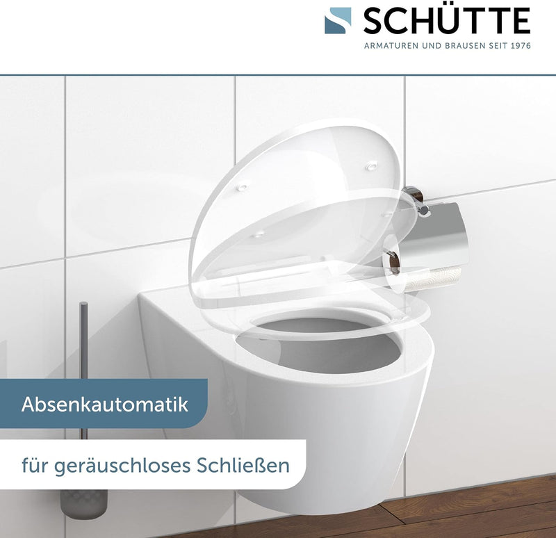 SCHÜTTE WC-Sitz mit Absenkautomatik und LED Nachtlicht | Leuchtender Klodeckel Schnellverschluss | W