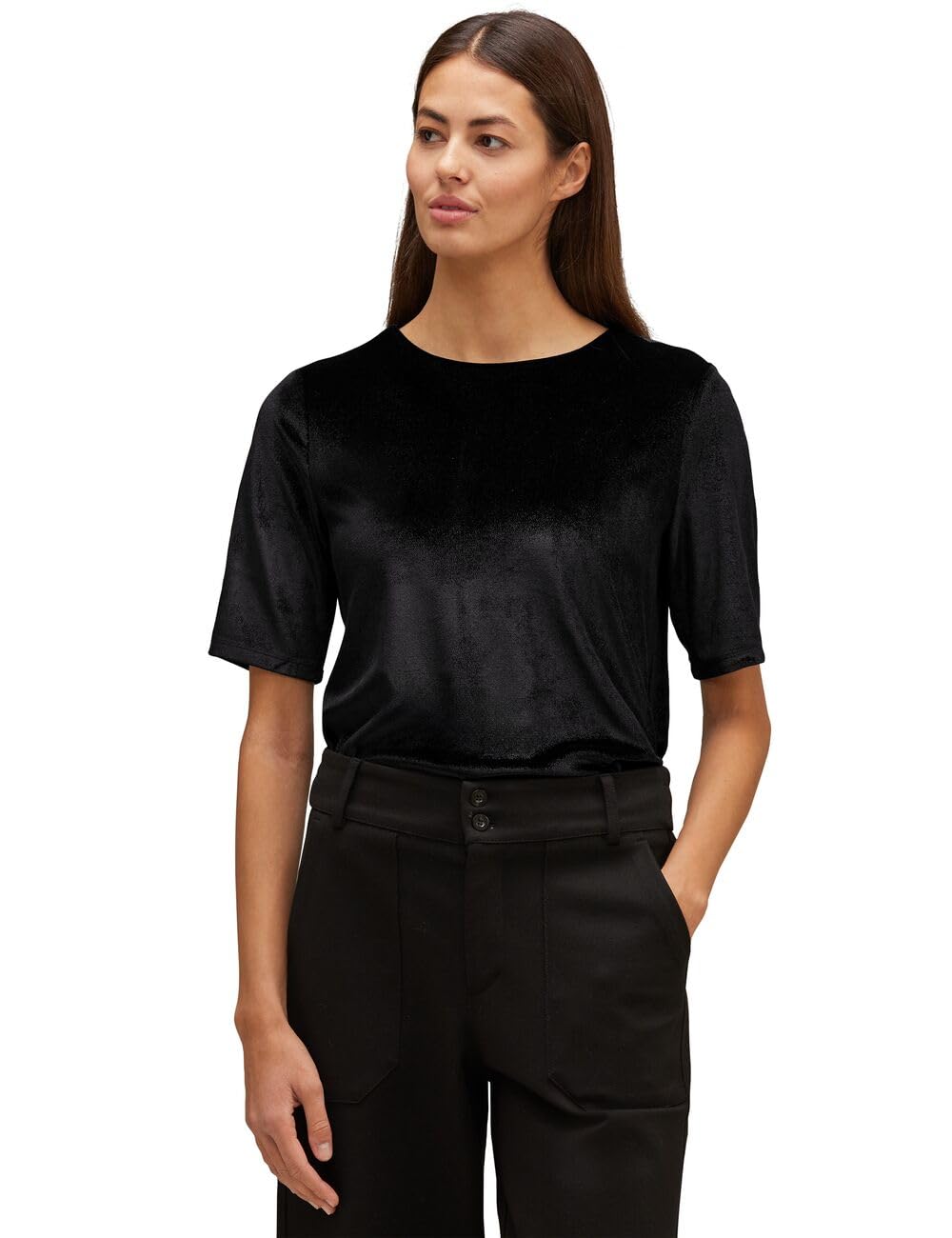 Street One Damen Samtshirt 40 Schwarz, 40 Schwarz