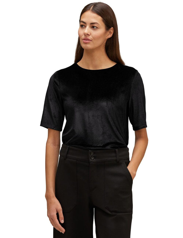 Street One Damen Samtshirt 40 Schwarz, 40 Schwarz