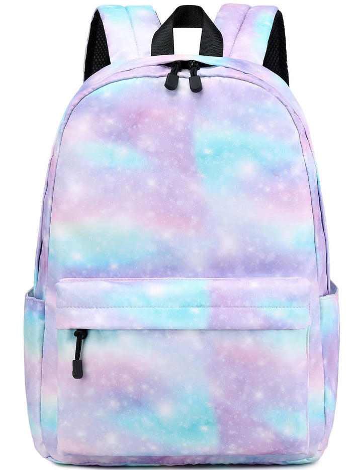 Lohol Leichter Schulrucksack für Mädchen, Kinder-Schulranzen-Rucksack mit Galaxie Aufdruck (Lila&amp;Bla