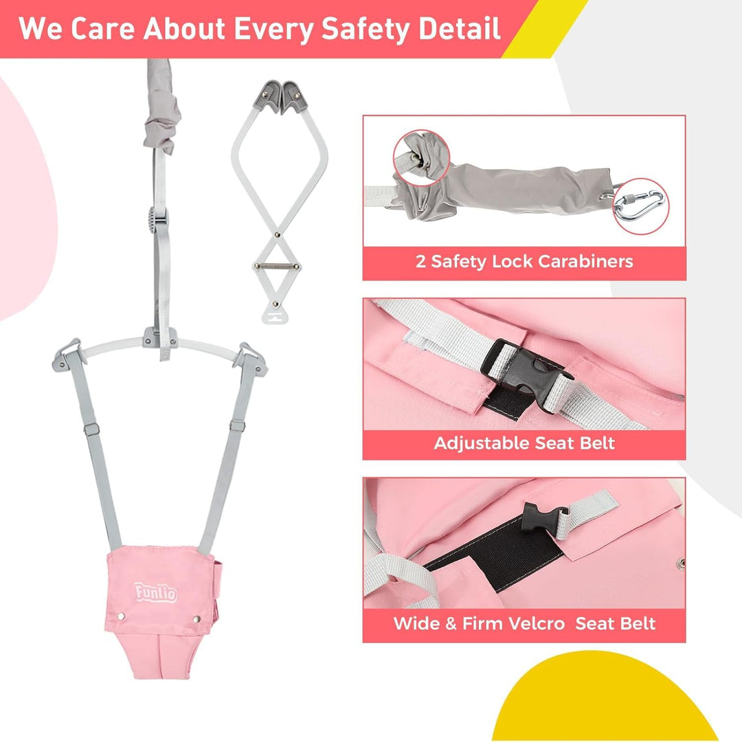 FUNLIO 2-in-1 Baby-Türspringer mit Türklemme und Laufgurt für 6-24 Monate. Stabiler Sprungmechanismu
