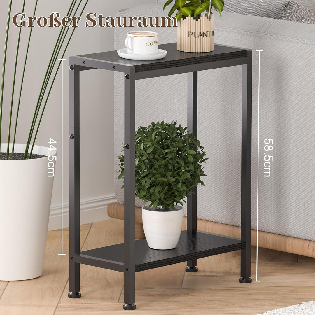 Schmaler Beistelltisch, Nachttisch, 2 Ablagen Nachttisch Schmal mit Stauraum, sofa beistelltisch für