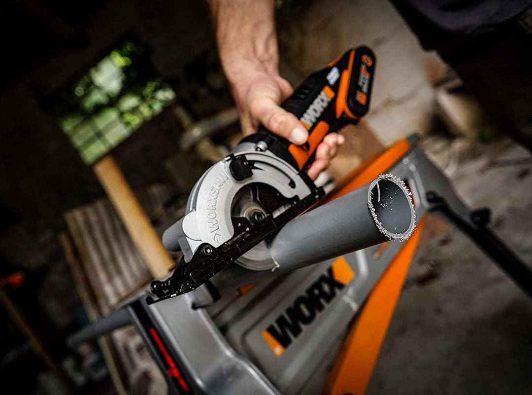 WORX WX527 Akku Handkreissäge WorxSaw 20V - Tauch- und Sägeschnitte bis zu 27mm, Einhandbedienung, I