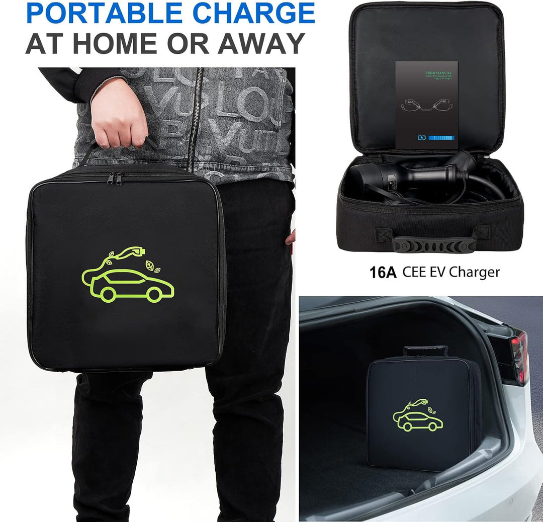 veco chajor EV Ladekabel Typ 2 11 kW 3-Phasen 6-16 A 5 M, EV-Ladegerät Ladekabel CEE auf Typ 2 mit A