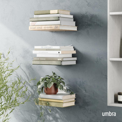 Umbra Conceal unsichtbares 3 Regalböden Bücherregal und Wandregal aus Metall, 3er-Set, Gross Gross (