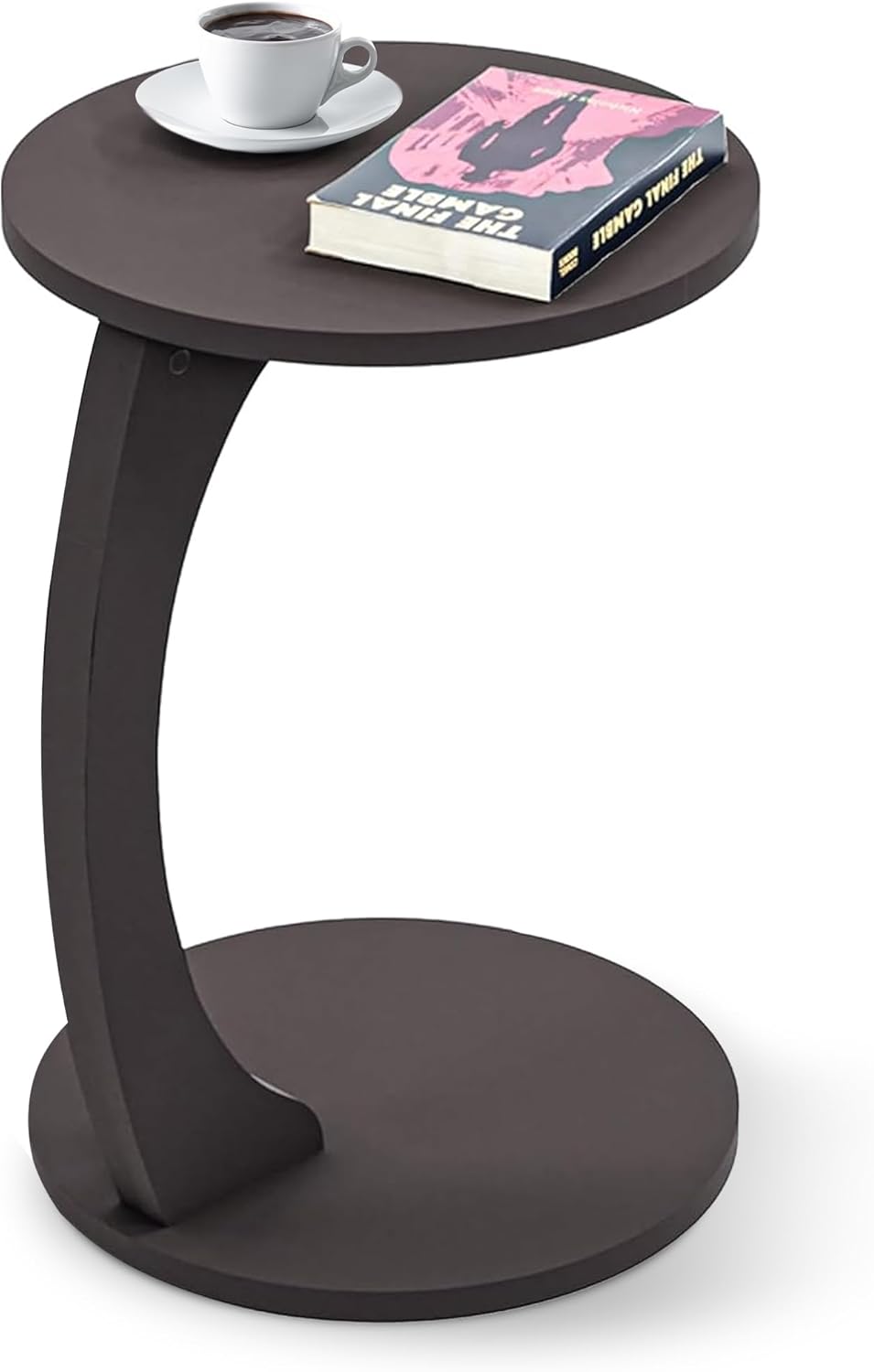 [en.casa] Beistelltisch Holeby Betttisch auf Rollen Laptoptisch Grau Wohnzimmertisch C-Form Rolltisc
