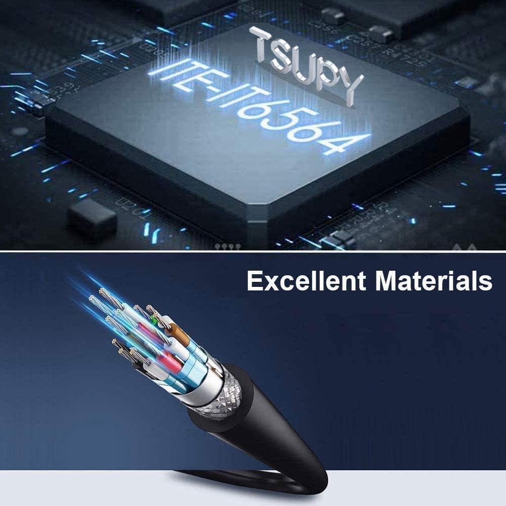 TSUPY USB-3.0-Hub, Multiport-Splitter, 5 USB-Ports mit Micro-SD-Kartenleser für PC, MacBook, Surface
