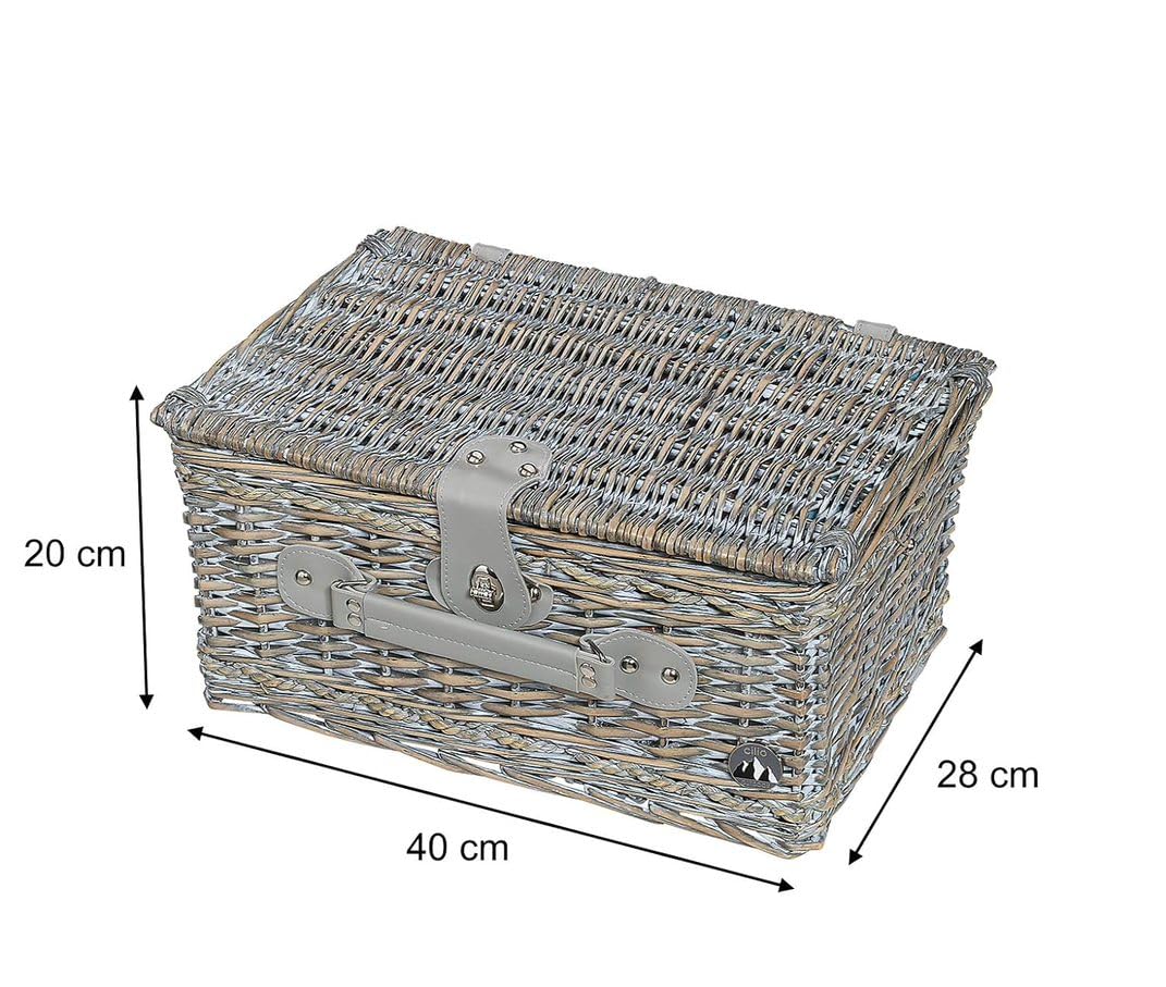 Cilio 0000155716 Picknick-Korb Stresa deluxe, Holz, braun, 19,8 x 30,6 x 41,4 cm