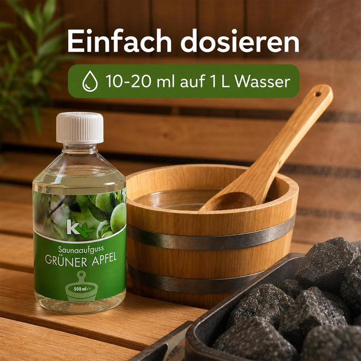 KK Sauna Aufguss Konzentrate PREMIUM | 500 ml Flasche | Made in Germany | Wellness für Zuhause | Grü