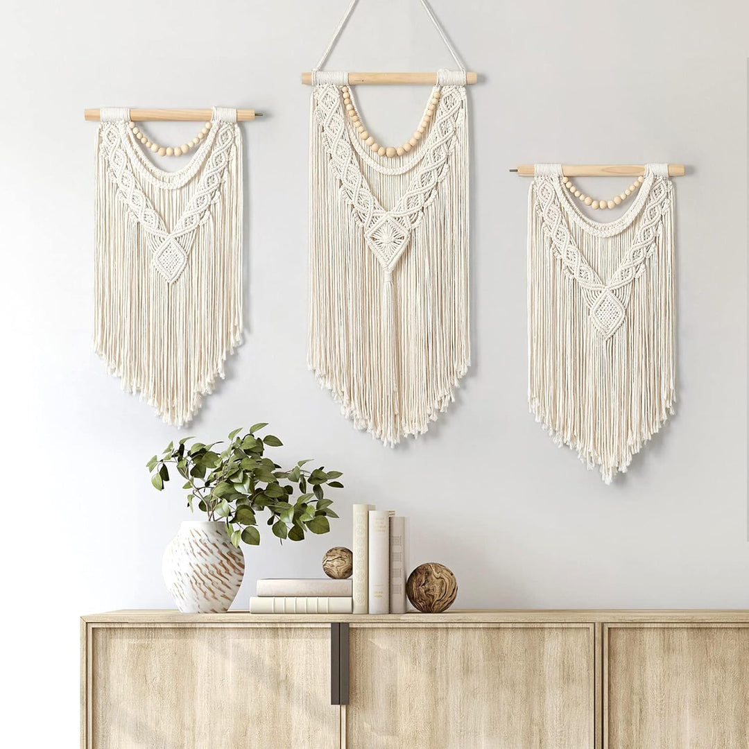 Dremisland Grosse Makramee Wandbehang Boho Gewebter Wandteppich Quaste Perlen Wand Tapisserie Böhmis
