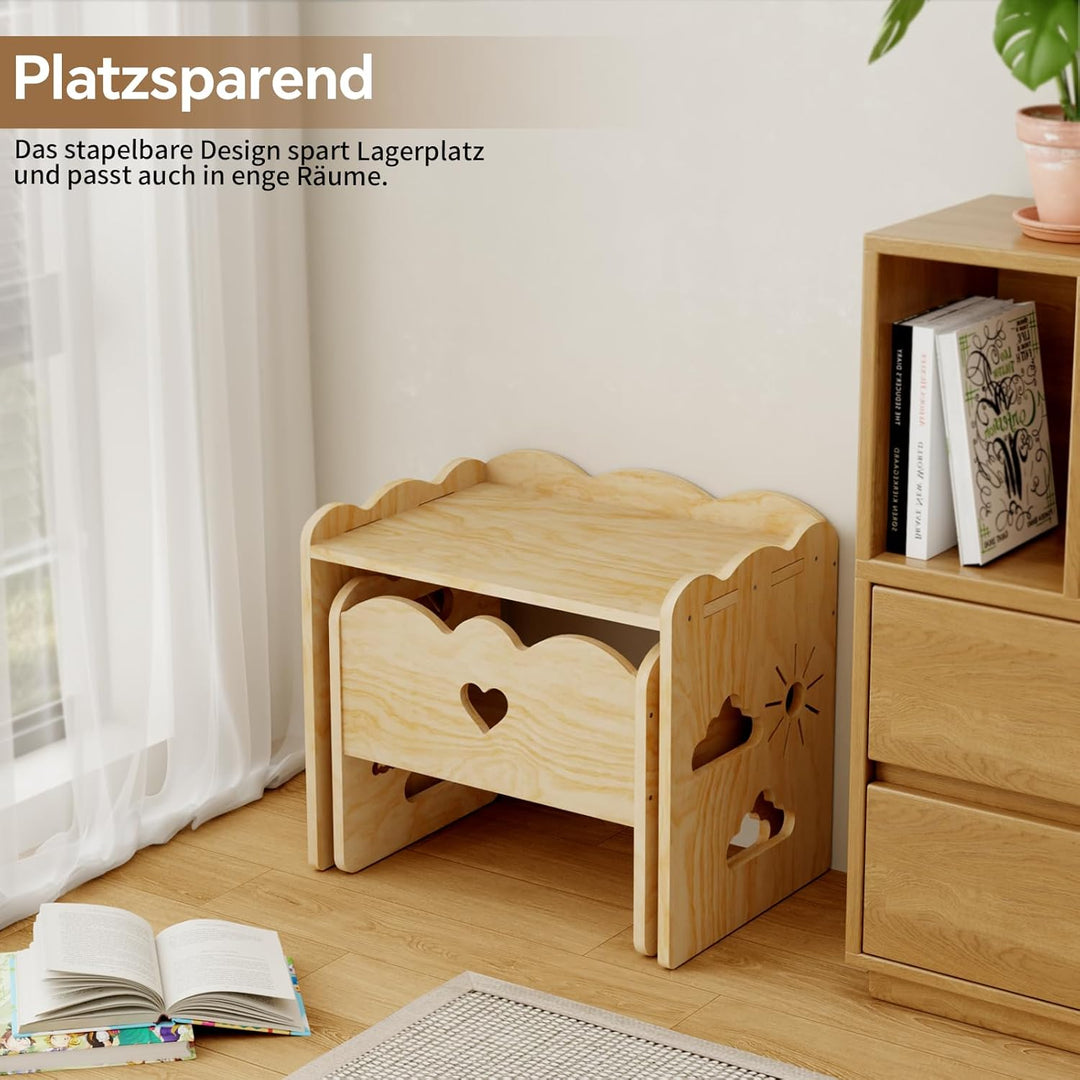 Giklux und Stuhlsets für Kindertisch, Tisch und Stuhl aus Holz, Montessori-Tisch, Montessori-Möbel,