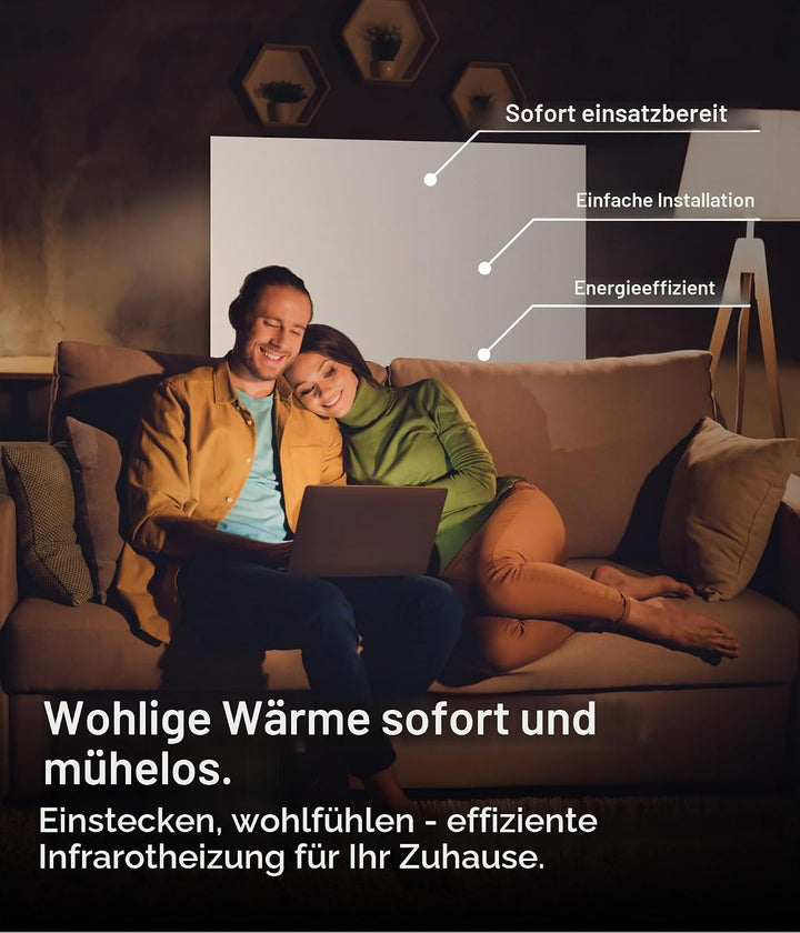 VIESTA® Infrarot Wandheizung mit Thermostat [INKL. TH12 THERMOSTAT] – Infrarotheizung Wandmontage He