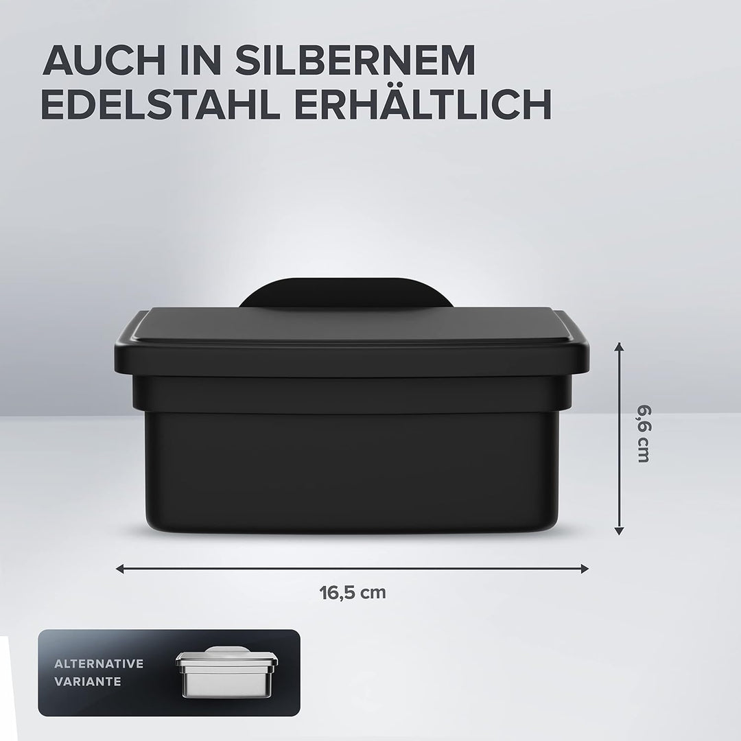 ovimar Feuchttücher Box mit Deckel Malmoya | in edlem schwarz pulverbeschichtetem Edelstahl | ohne B