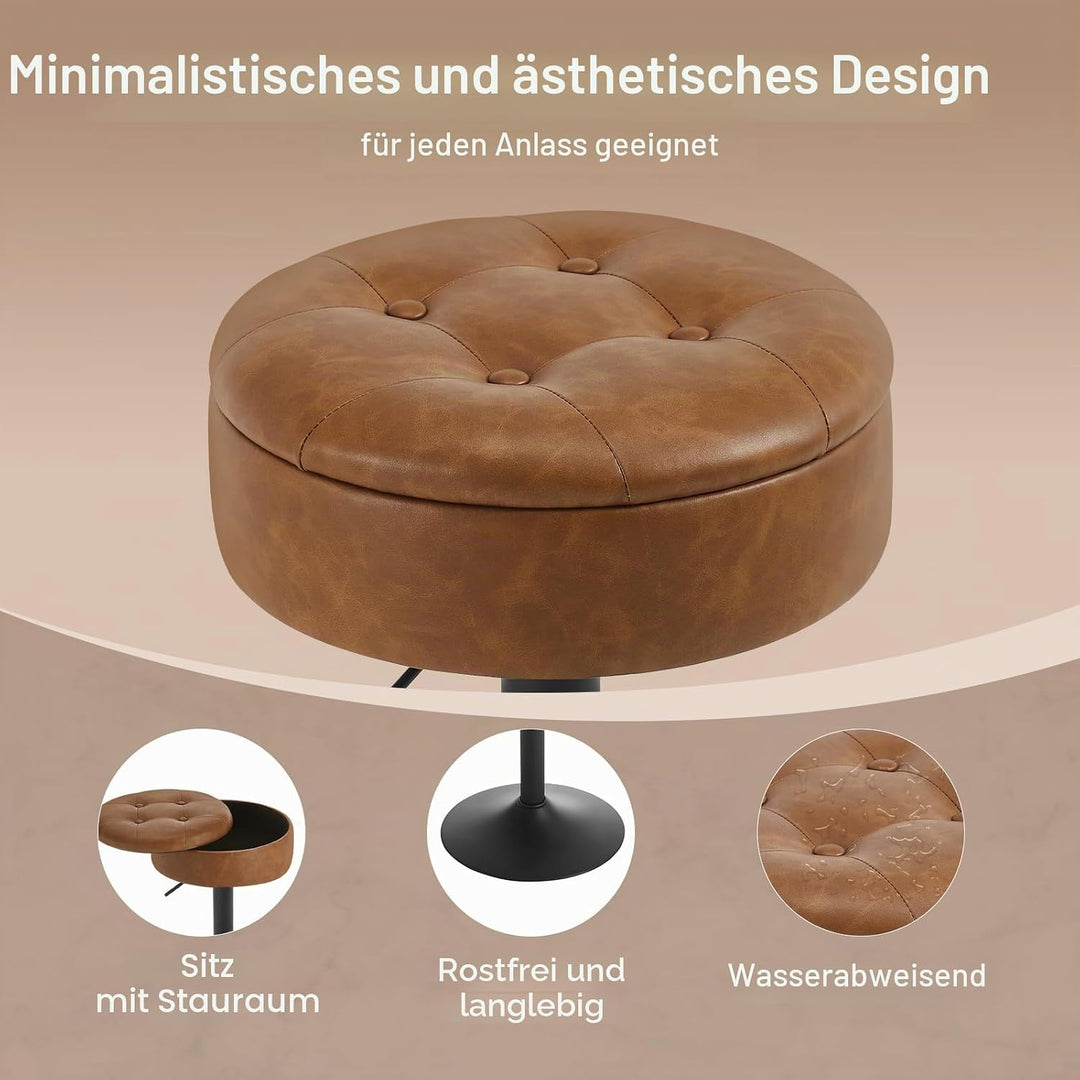 WOLTU Barhocker 2er Set, Sitzhocker mit Stauraum, Hocker höhenverstellbar 360° drehbar, Drehhocker f