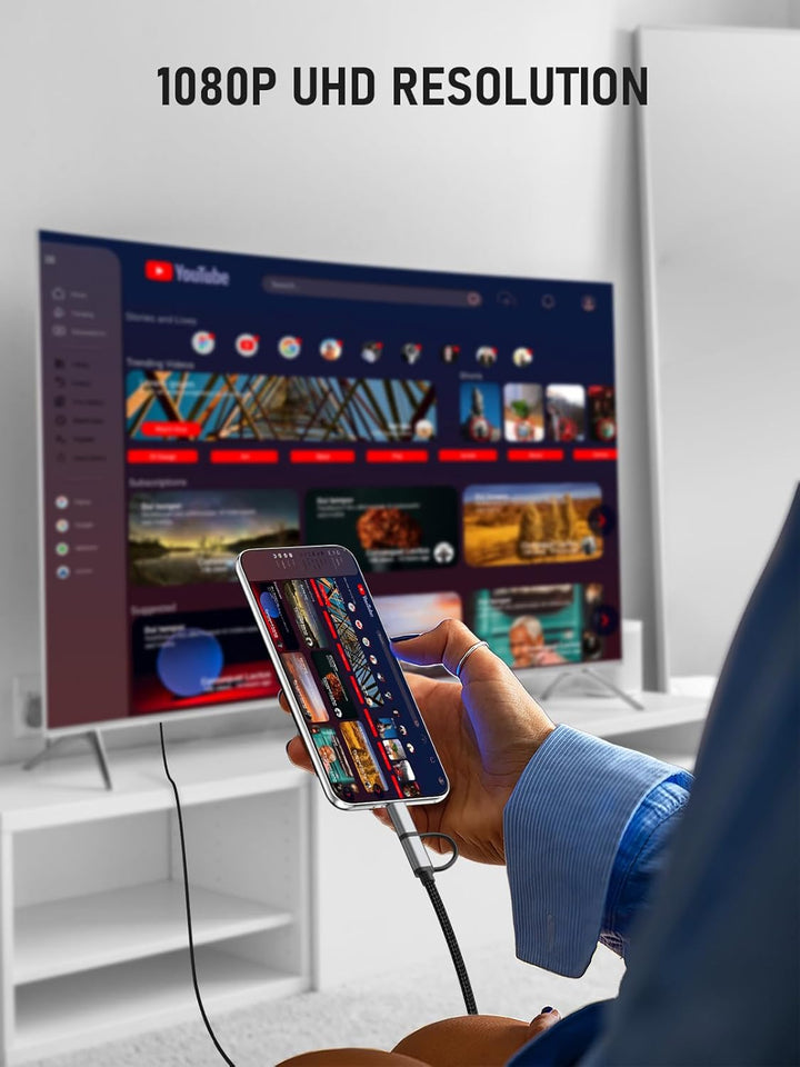 Lemorele 2 in 1 MHL HDMI Adapter Cable 2M, Micro USB Typ C zu HDMI Adapter Kabel für USB C Pad/iPhoe